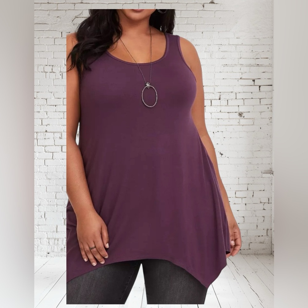 Torrid Top Plus Size 1 Sleeveless Gather Tank Wine Super Soft Knits NWT